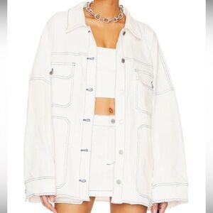 Women’s White Denim Jacket and Skirt Set